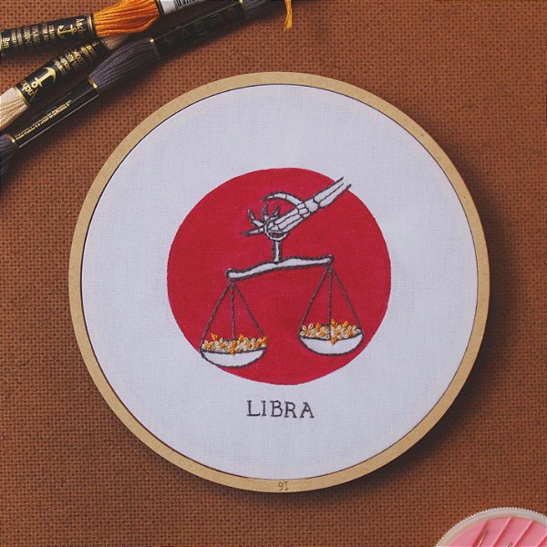 Quadro / Bastidor bordado - Signos - Libra