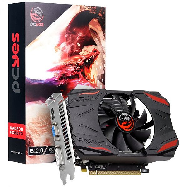 Placa de Vídeo PCYes AMD GPU HD 6570, 2GB GDDR3, 128 Bits, ATX, Single FAN