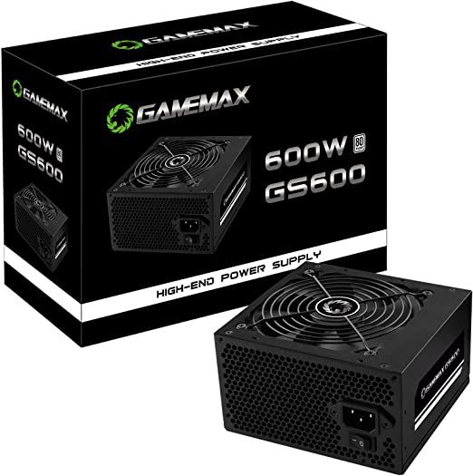 Fonte Gamemax, 600W, 80 Plus White, PFC Ativo, Bivolt, Preto