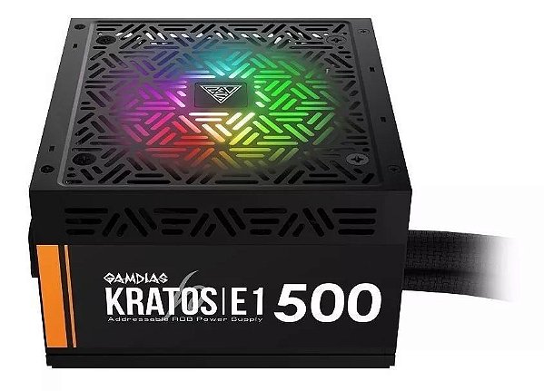 Fonte Gamdias, Kratos E1, 500W, 80% de Eficiência, RGB