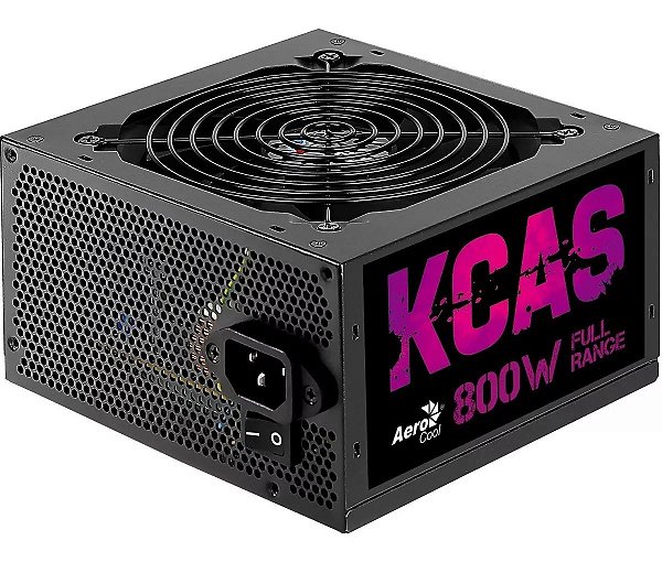 Fonte, Aerocool, KCAS, 800W, 80 Plus Bronze, não-modular, PFC Ativo, bivolt automática