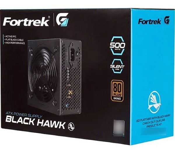 Fonte Gamer ATX Fortrek Black Hawk 500W 80 Plus Bronze PFC Ativo