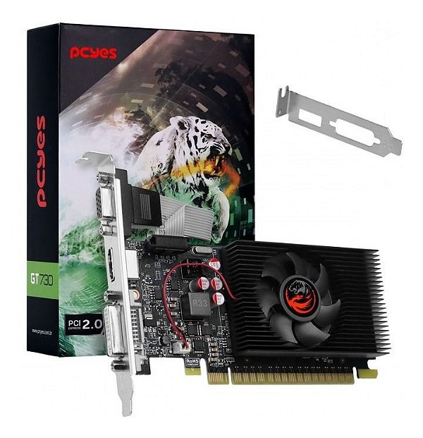 Placa de Vídeo Pcyes Nvidia GeForce GT 730 4GB GDDR5 64Bits, Low Profile