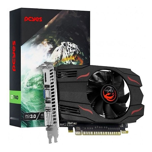 Placa De Vídeo Pcyes Nvidia Geforce GT 740, 4GB, GDDR5, 128Bits, Single Fan