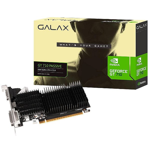 Placa de Vídeo GT 710 Passive Galax NVIDIA GeForce, 2GB, DDR3