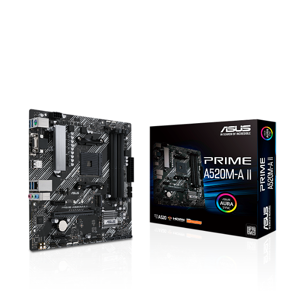 Placa Mãe Asus PRIME A520M-A II, Chipset A520, AMD AM4, mATX, DDR4
