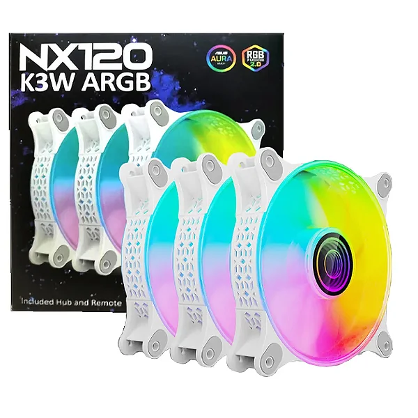 Kit Cooler Fans 3 unidades Nexus Gamer NX120 K3W ARGB Branco