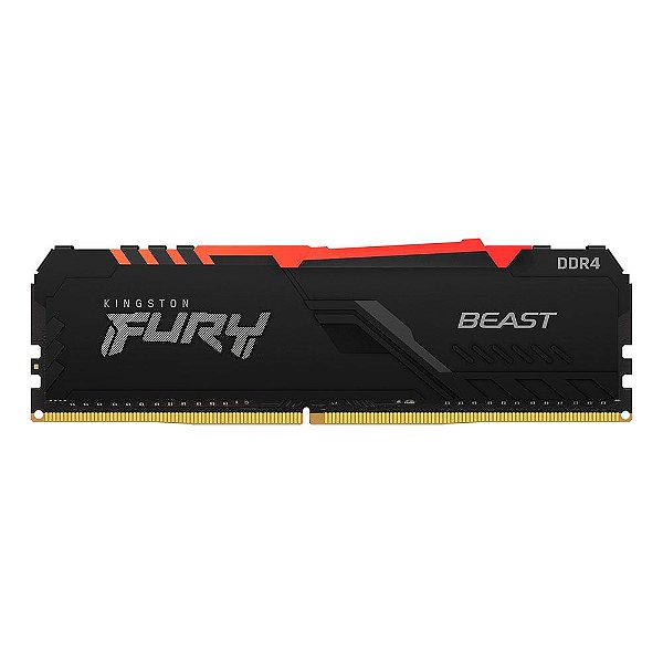 Memória Kingston Fury Beast, RGB, 8GB, 3200MHz, DDR4, CL16, Preto