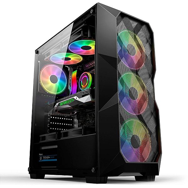 Gabinete Gamer Hayom, Mid Tower, RGB, ATX, Lateral em Vidro Temperado, 3x  Cooler Fan RGB, Preto - INFO3 INFORMÁTICA - PC GAMER SANTA EFIGENIA