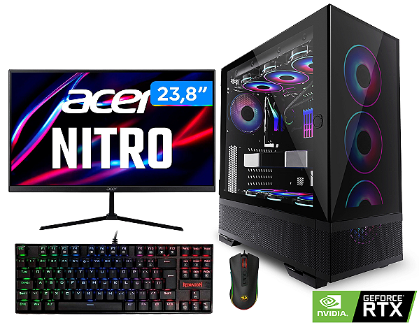 PC INFO3 GAMER AMD RYZEN 7 5700x, 32GB DDR4, M.2 1TB, RTX 3060 12GB, MONITOR 23.8P, COMPLETO.