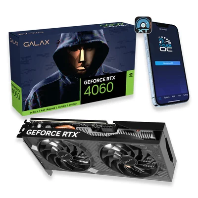 PLACA DE VÍDEO GALAX GEFORCE RTX 4060, 8GB, 1 CLICK OC V2, GDDR6, 128 BITS