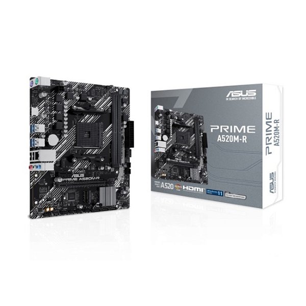 Placa Mãe A520M-R ASUS Prime Micro Atx Socket Am4 Amd A520 2X Ddr4 M.2 Pcie 30 Usb 3.0 1X Pci-Express 3.0 16X