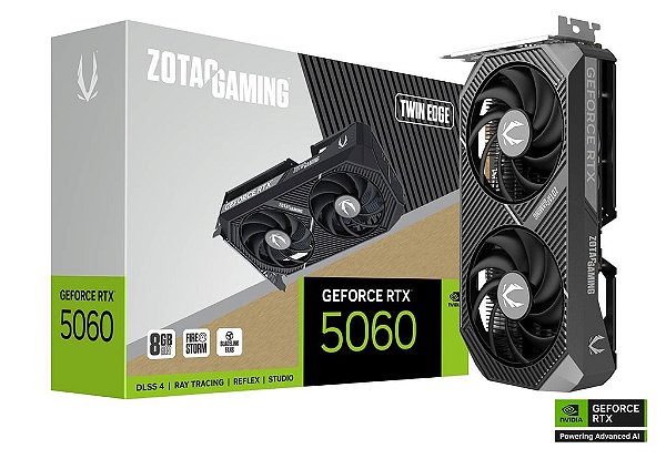 Placa De Video Rtx 5060 8Gb Zotac Ddr7 128Bits Twin Edge Oc Preto