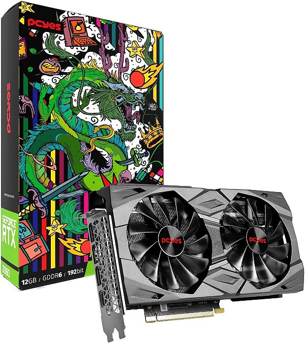 Placa de Vídeo PCYES NVIDIA RTX 3060 Gaming Pro 12GB GDDR6 192 Bits, Dual Fan, Graffiti Series, PGS3060FS192