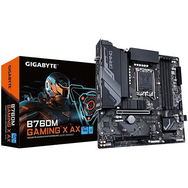 Placa Mãe Gigabyte B760M Gaming, Intel LGA 1700, AX WiFi DDR5