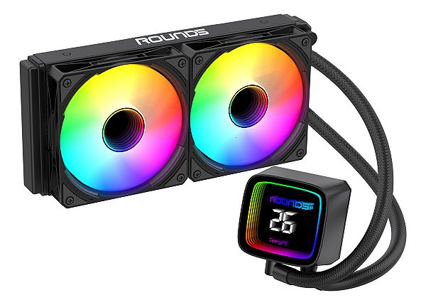 Water Cooler Round5 Boreah Preto Argb Display Lcd 240mm - R5-WC-BOREAH-240B-2234