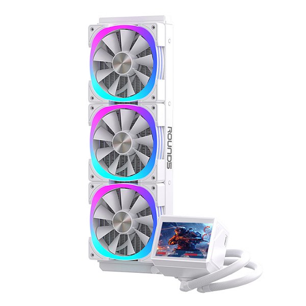 Water Cooler Round5 Notus Branco Argb Display Lcd 360mm - R5-WC-NOTUS-360W-2229