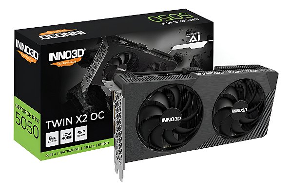 Placa de Vídeo Inno3D NVIDIA GeForce RTX 5050 Twin X2, 8GB, GDDR6, DLSS, Ray Tracing, N50502-08D6-174071N