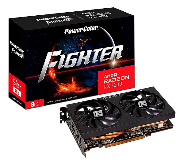Placa De Vídeo Powercolor Amd Radeon Rx 7600 8gb Gddr6 Pcie