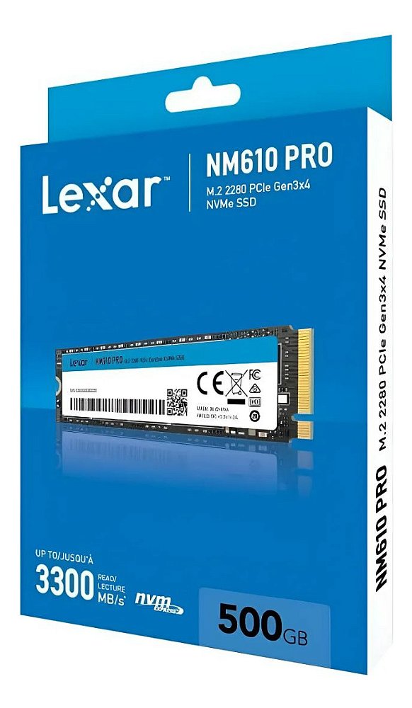 Lexar 500GB NM610 M.2 2280 Nvme Pcie GEN 3 X4 Leitura 3000MB/S Gravacao 1700MB/S - LNM610P500G-RNNNG SSD