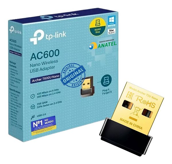 Adaptador Wi-fi Usb Nano Tp-link Ac600 Archer T2u Dual Band