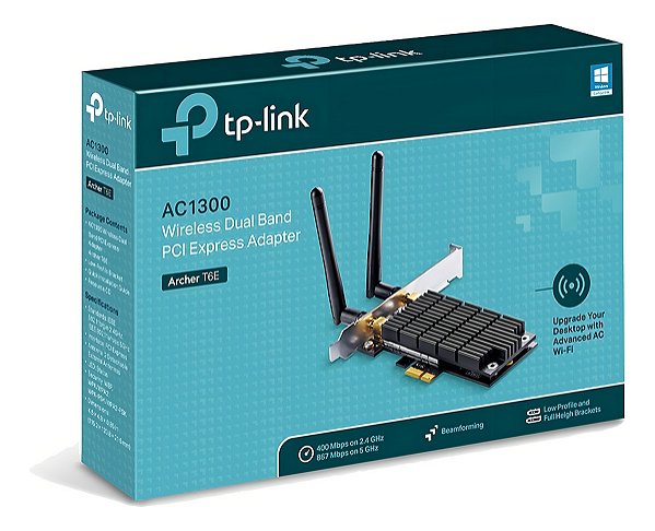 Adaptador Pci-e Sem Fio Wi-fi Ac1300 Archer T6e Dual Band