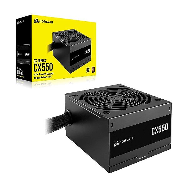 Fonte Corsair CX Series CX550, 550W, 80 Plus Bronze, Com Cabo, Preto