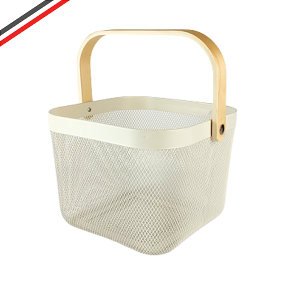 Cesto Fruteira Organizador de Metal Mesa Moderno Decorativo Branco Pequeno