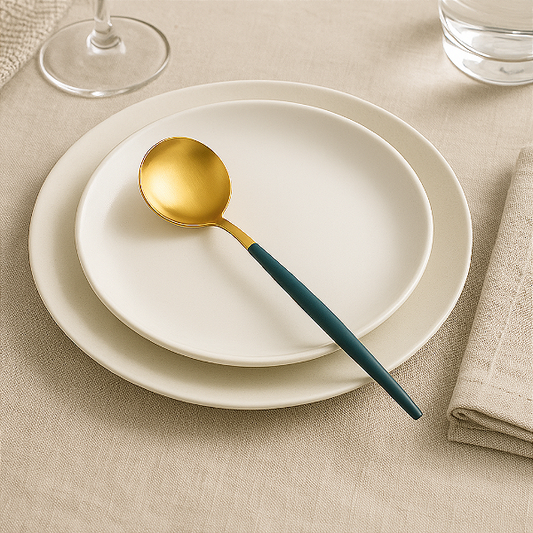 Colher Dourada com Cabo Verde – Estilo Premium e Alta Rotatividade na Revenda