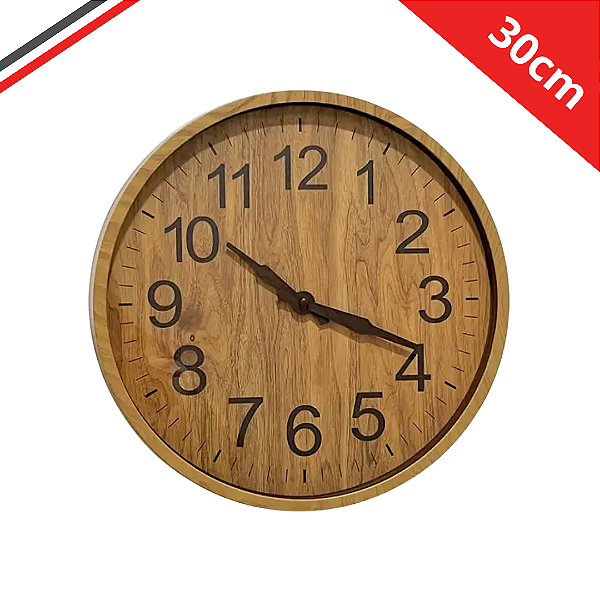Relógio Estilo Madeira De Parede 30 Cm Rustico Wood 1540
