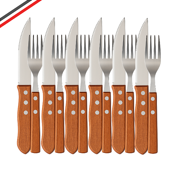 Jogo Talheres Kit Churrasco Carnes Inox 12 Pçs Dia Dos Pais