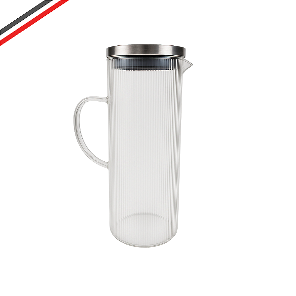 Jarra Vidro Borossilicato Tampa Inox Servir Suco Água Chá 1,4L