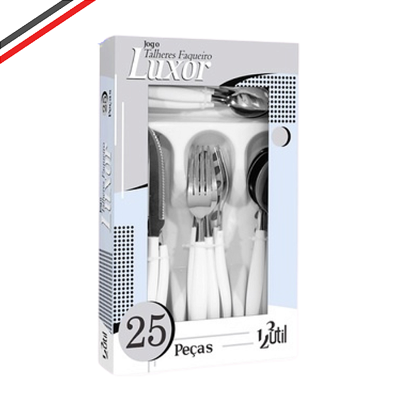 Jogo de talheres inox 24 peças Faqueiro + Porta talheres      Z
