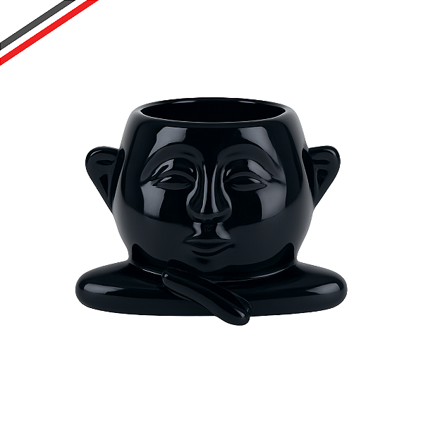 Vaso Buda Preto para Suculenta Ceramica Decorativo