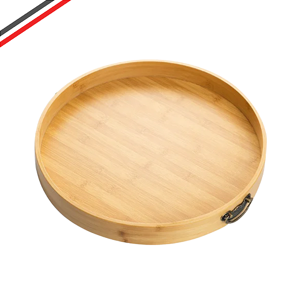 Bandeja Bambu Redonda Funda Decorativa Organizadora 30cm