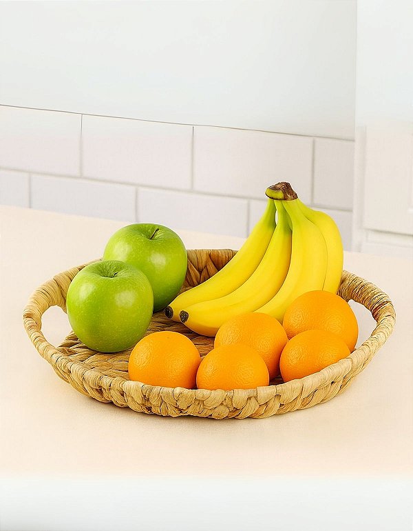 Bandeja Trançada em Fibra Natural com Alças – Visual Artesanal com Alta Saída para Revenda