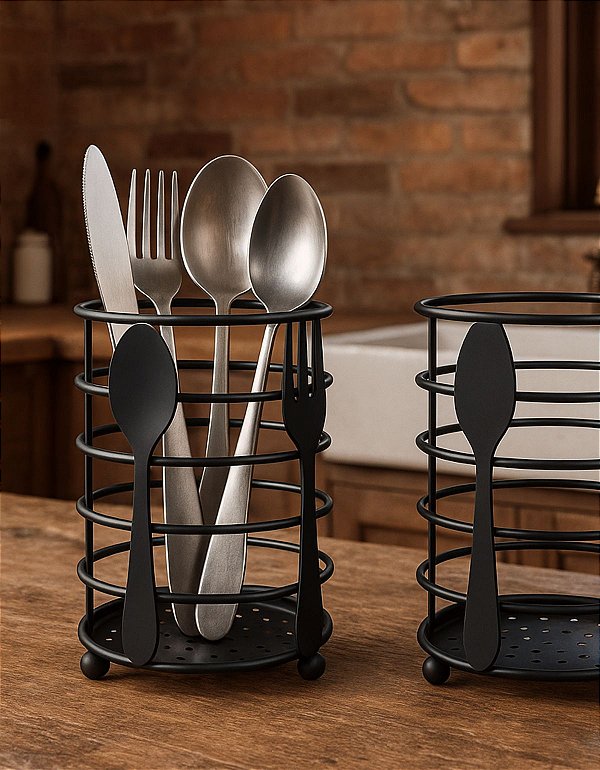 Porta Talheres de Metal com Furos – Organização Prática e Saída Rápida no Atacado