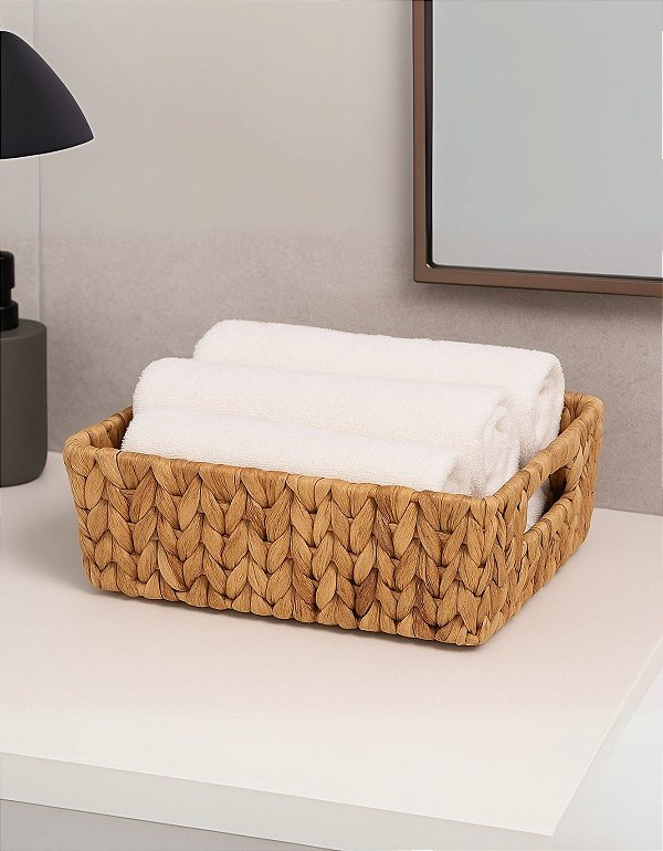 Cesto Organizador Retangular de Fibras 28x19x9cm Multiuso