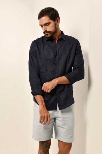 CAMISA PURO LINHO ML - MARÍTIMO