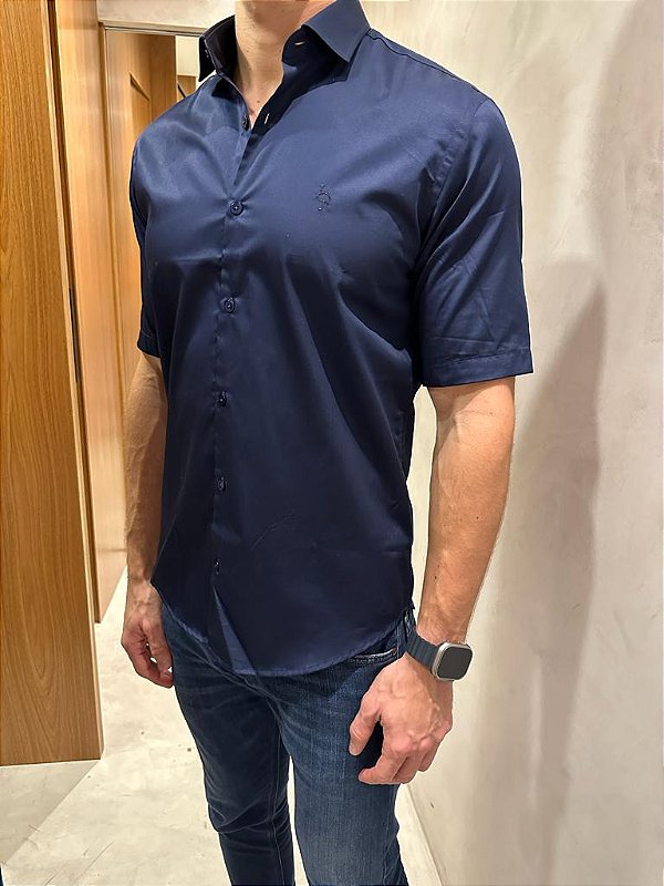 CAMISA FIO 100 SF MC - MARINHO