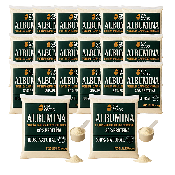 Albumina Pura 15kg - Ganho Massa Muscular e Recuperação - Proteína Integral 80% CP Ovos (30x500g)