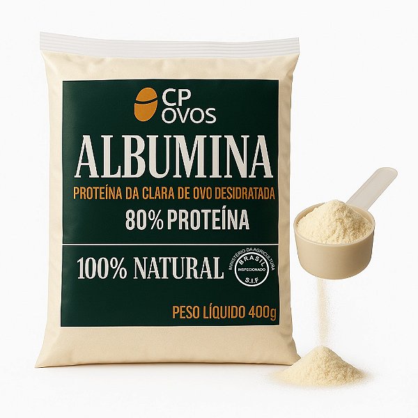 Albumina Pura 400g - Ganho Massa Muscular e Recuperação - Proteína Integral 80% CP Ovos (1x400g)