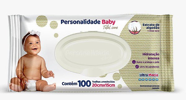 Lenço Umedecido Infantil Personalidade Baby com 100 unidades