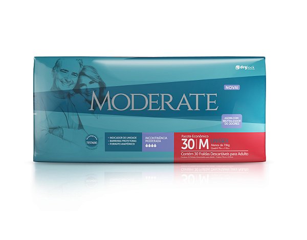 Fralda Adulto Moderate M com 30 unidades