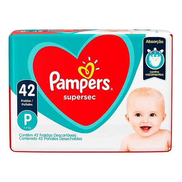 Fralda Infantil Pampers SuperSec P com 42 unidades