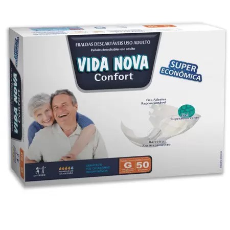 Fralda Adulto Vida Nova G com 50 unidades