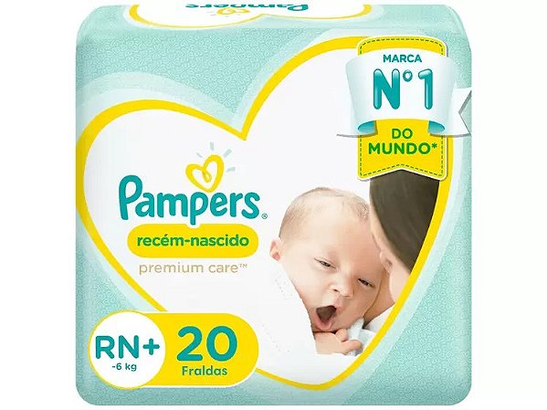Fralda Infantil Pampers Premium Care RN+ com 20 unidades