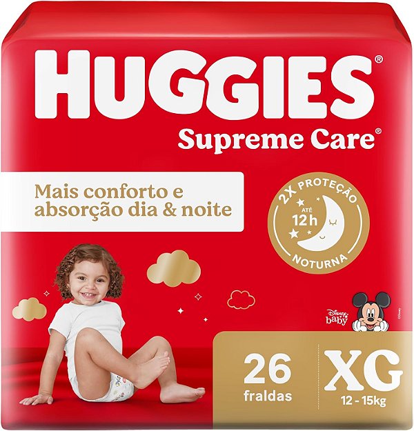 Fralda Infantil Huggies Supreme Care XG com 26 unidades