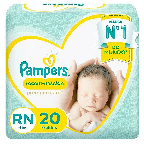 Fralda Infantil Pampers Premium Care RN com 20 unidades