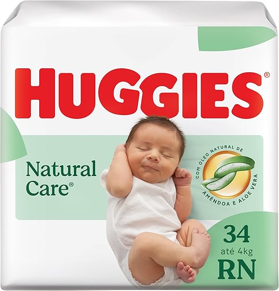 Fralda Infantil Huggies Natural Care RN com 34 unidades
